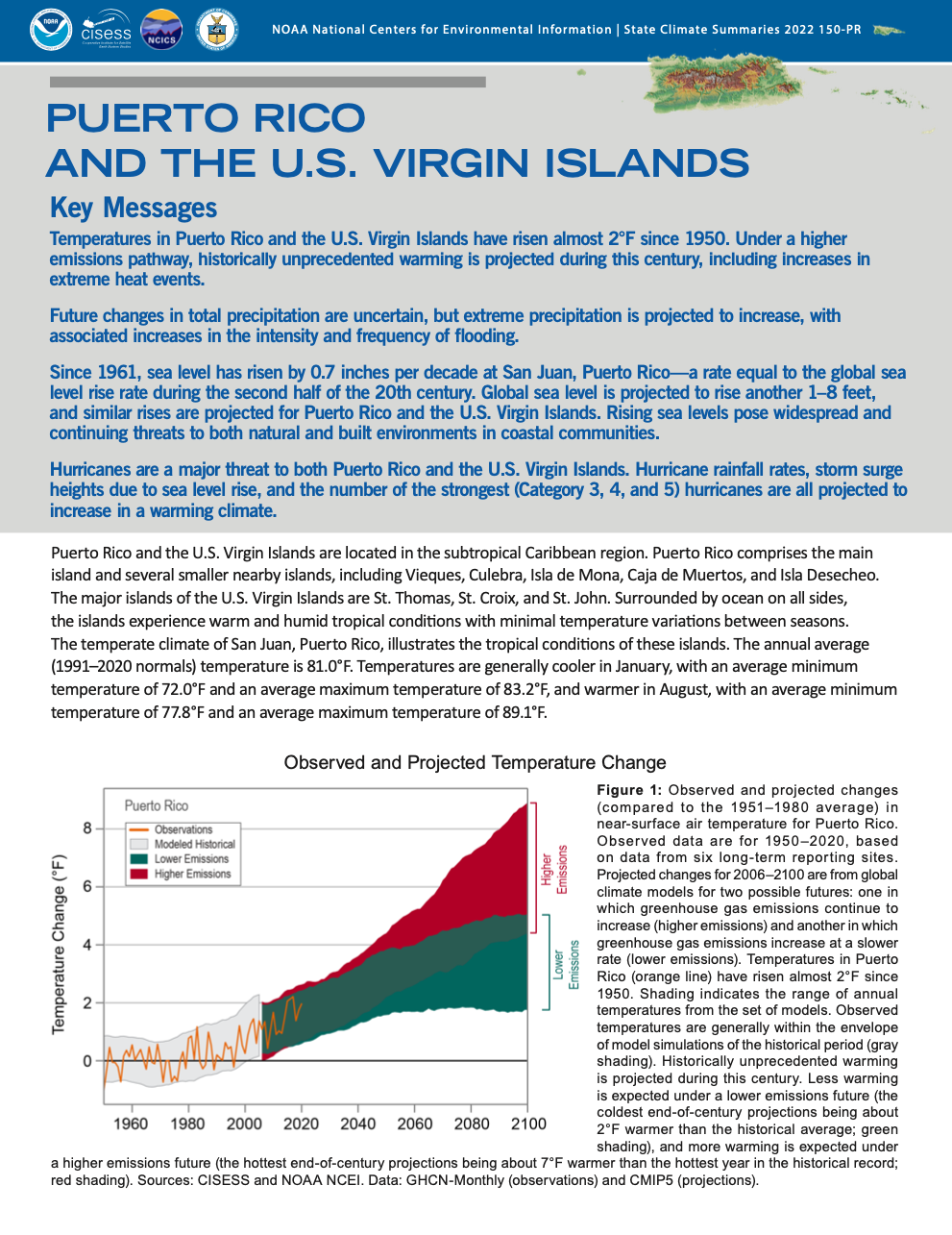 SUMMARY OF THE CLIMATE OF PUERTO RICO AND THE US VIRGIN ISLANDS